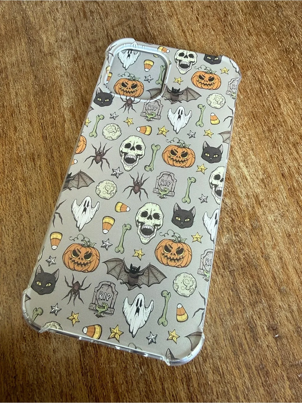 Halloween Pattern Clear Phone Case - Gray iPhone 12 or 12 Pro